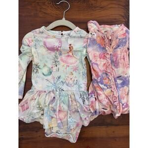Bums & Roses Bamboo Long Sleeve Ruffle Dress & Convertiable Romper 12-18 Months